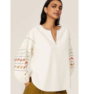 Madewell Embroidered Cream Blouse